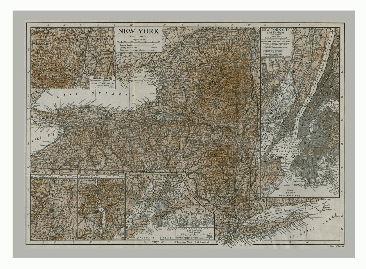 Mapa de Nueva York, c1900s de Emery Walker