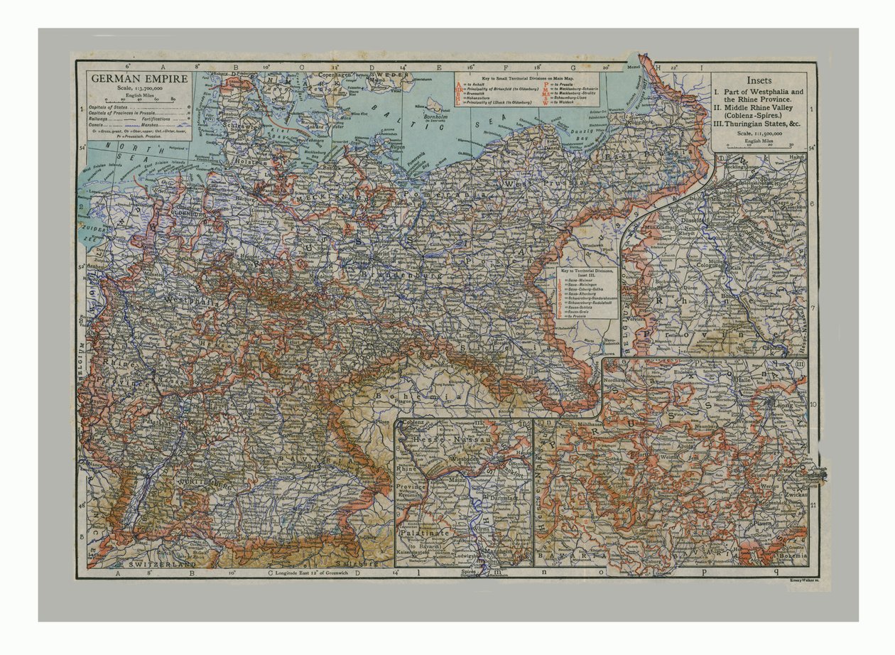 Mapa del Imperio Alemán, c1900 de Emery Walker