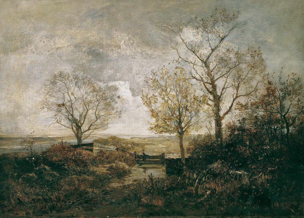Paisaje otoñal junto al río. de Emil Jakob Schindler