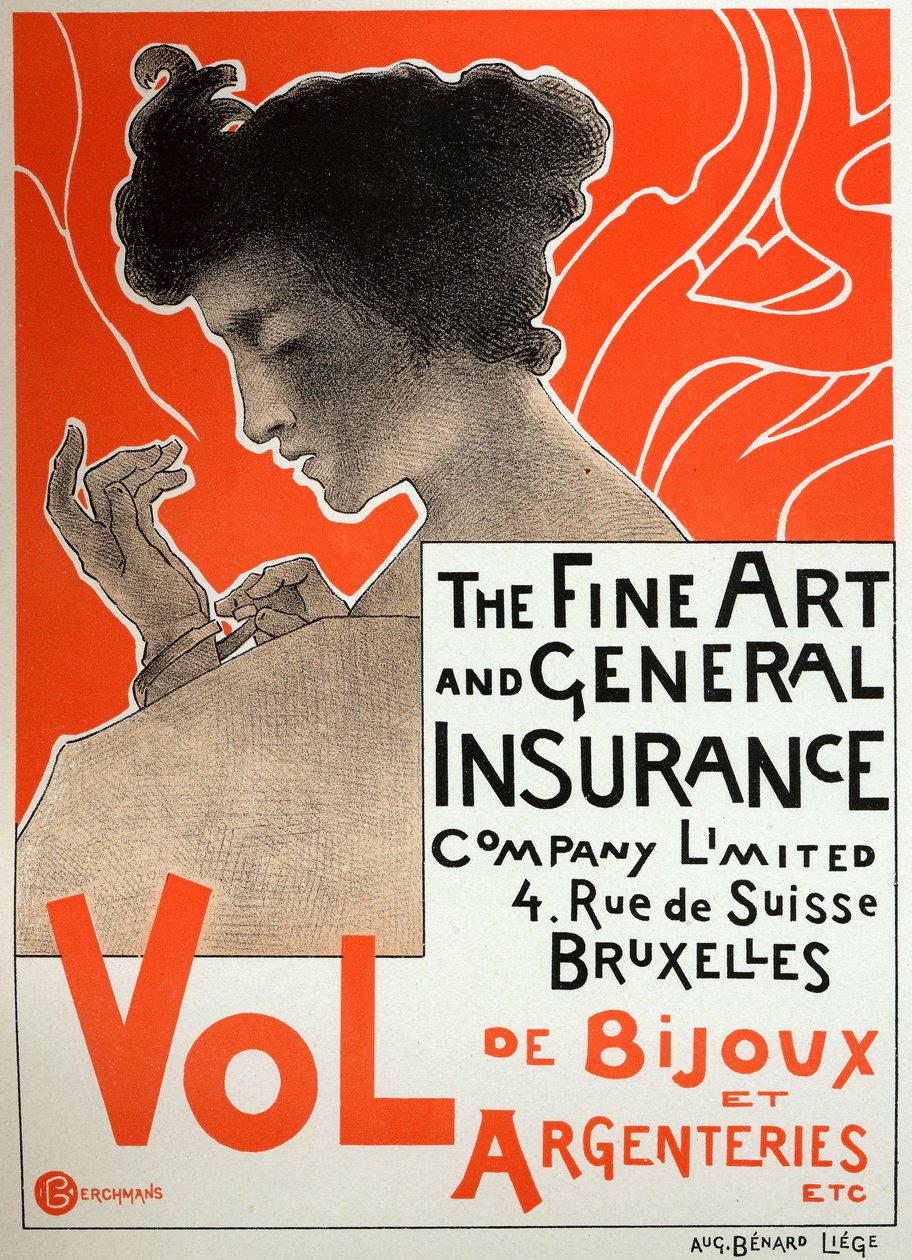 Seguro contra robo de joyas, c.1890 (cartel) de Émile Berchmans