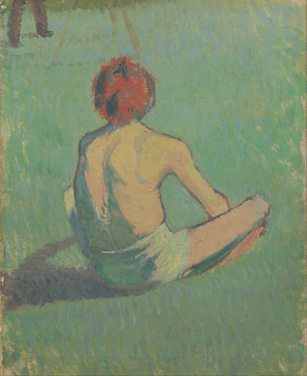Niño sentado en la hierba de Emile Bernard