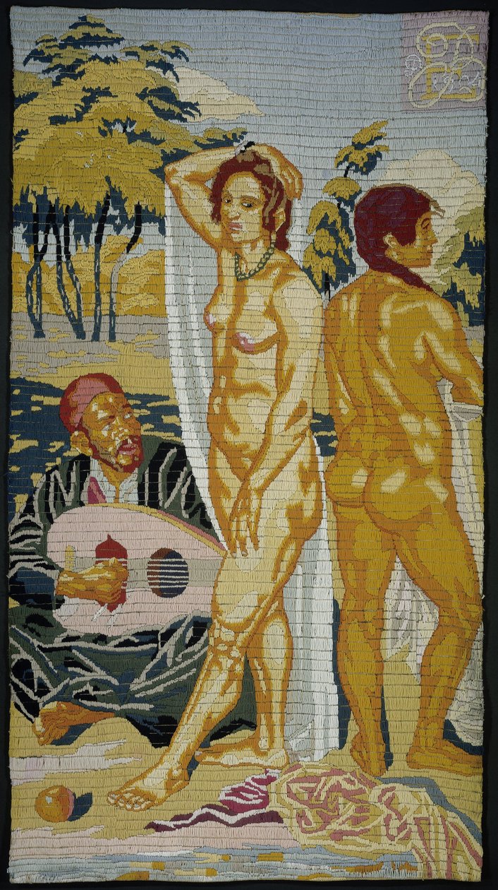 mesa Geborduurd; dos bañistas de Emile Bernard