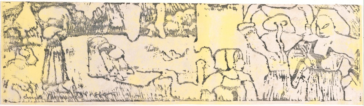 La Lessive (La lavandería) (cincografía coloreada a mano) de Emile Bernard