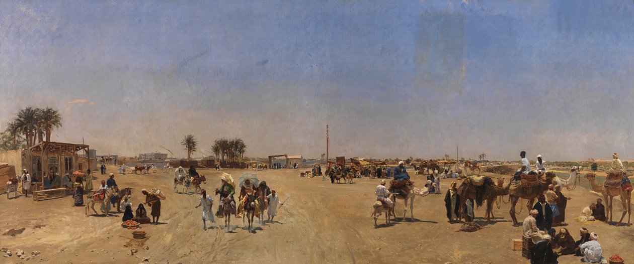El puente de Qasr al-Nil en El Cairo de Emile Charles Wauters