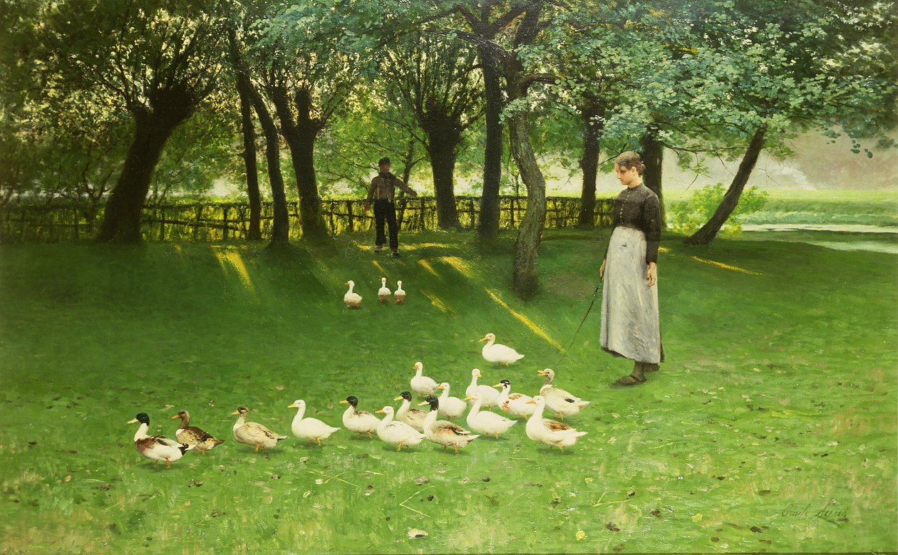 La niña del pato, principios de 1880 de Emile Claus