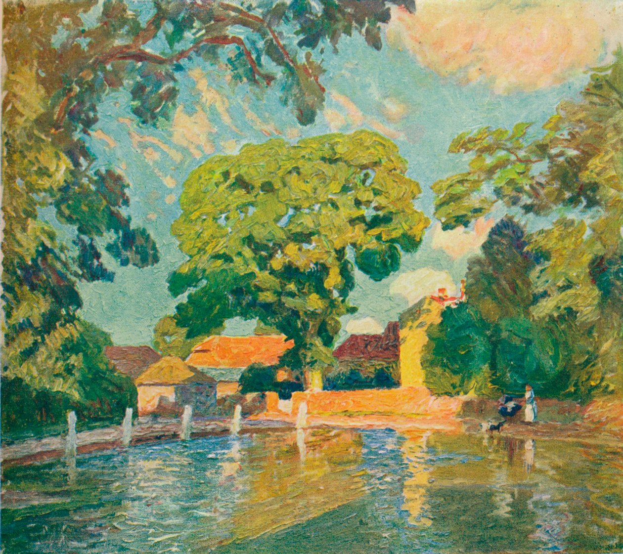 El estanque del pueblo, Upton Grey, c1914 de Emile Claus