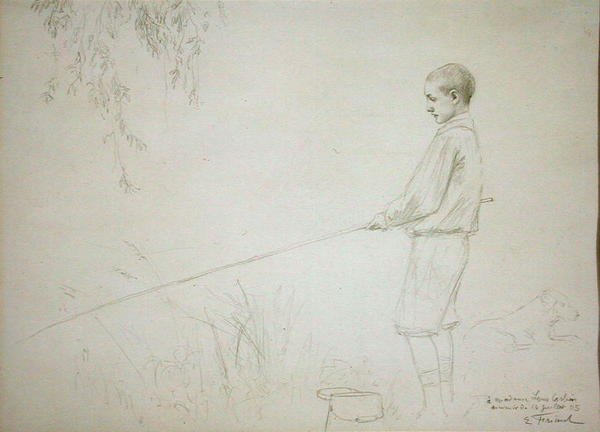 Joven pescando de Emile Friant