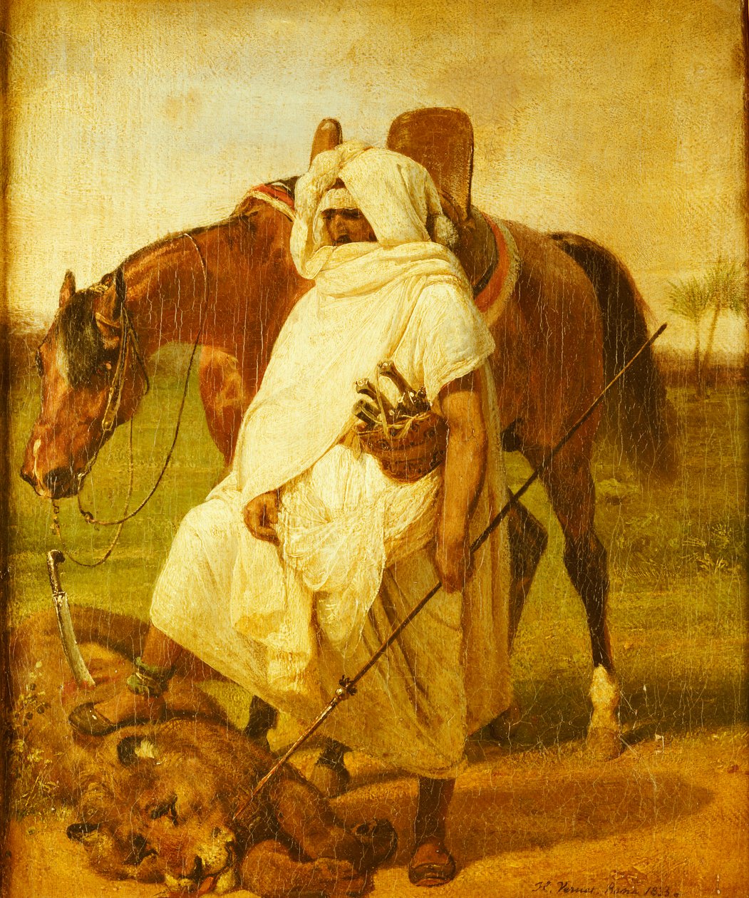 El cazador de leones, 1833 de Emile Jean Horace Vernet