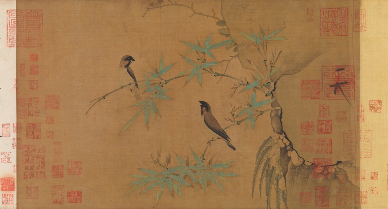 Pinzones y bambú, principios del siglo XII de Emperor Huizong