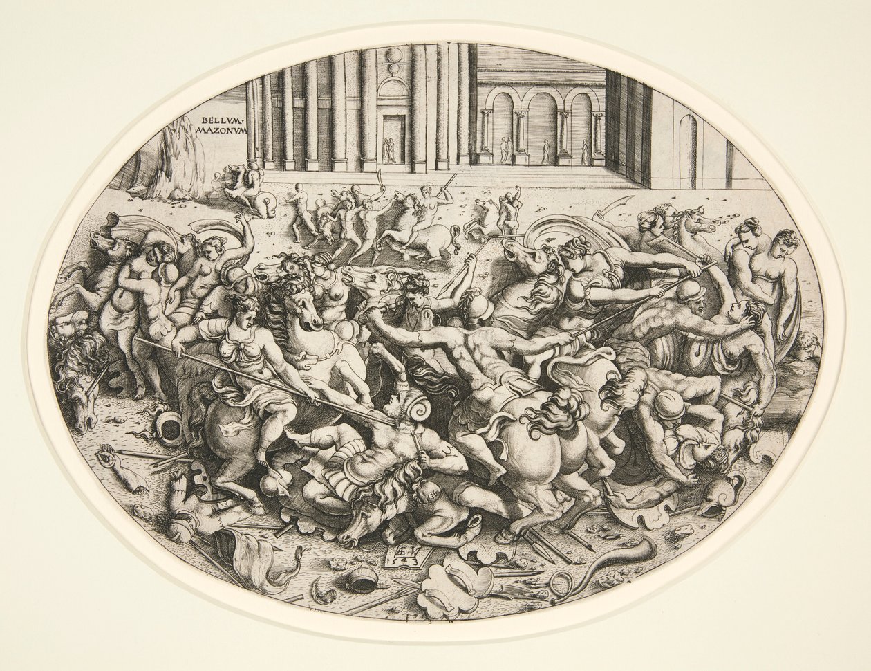 Batalla de las Amazonas de Enea Vico