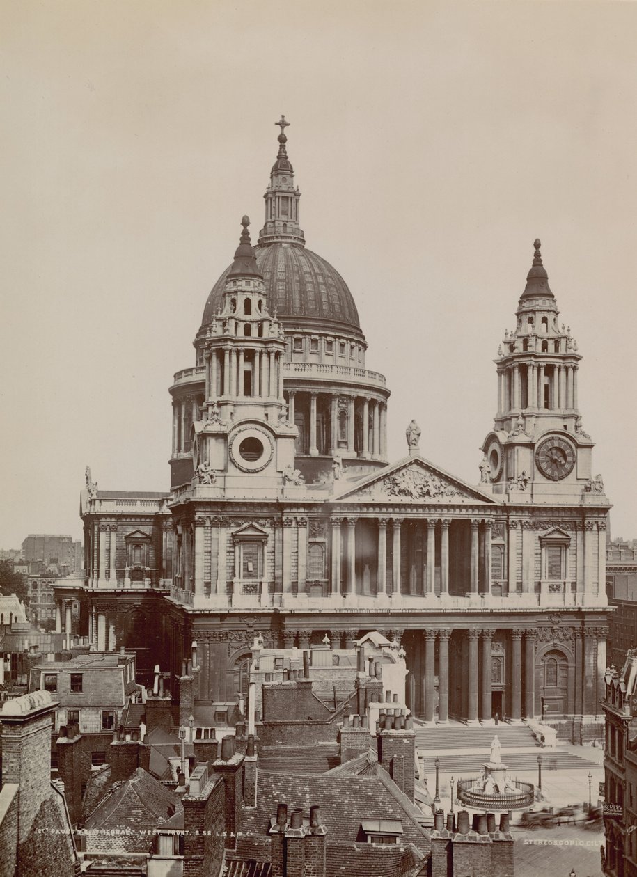 Postal del frente oeste de la Catedral de St Pauls de English Photographer