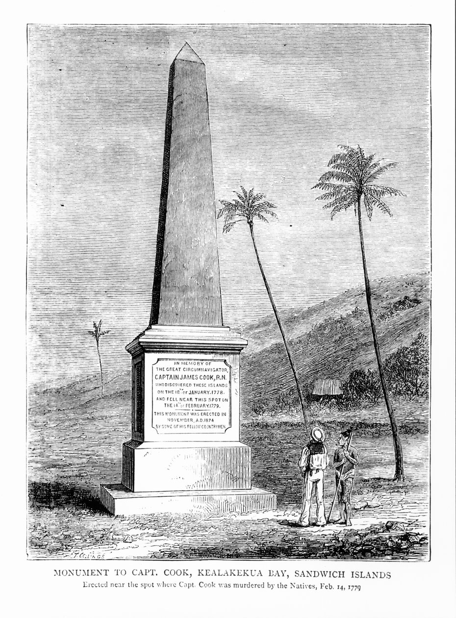 Monumento al Capitán James Cook (1728-79), Bahía de Kealakekua, Islas Sandwich de English School