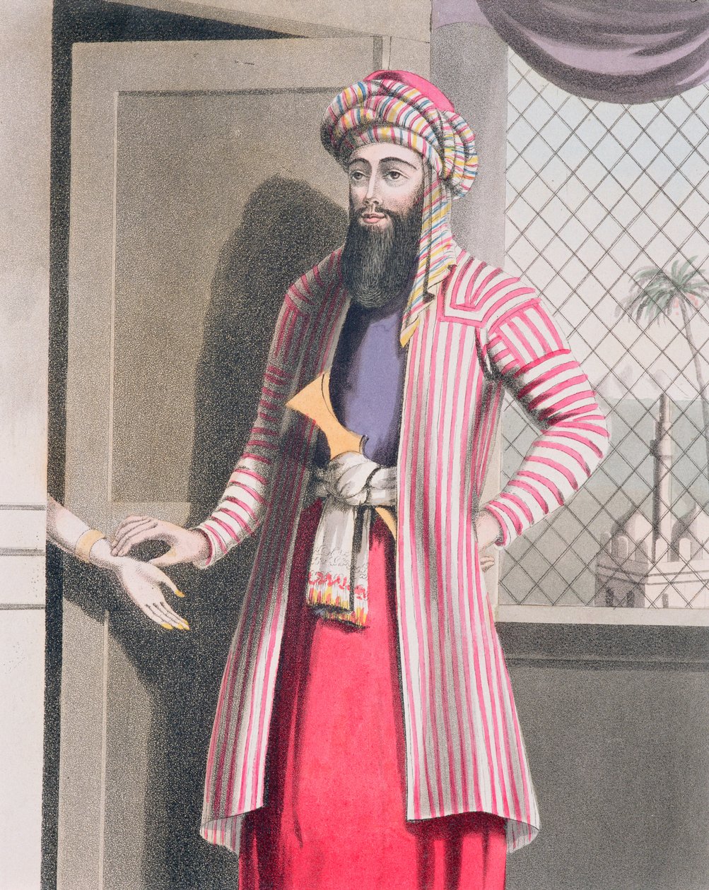 Médico musulmán (sirio) toma el pulso de una paciente, 1820s de English School