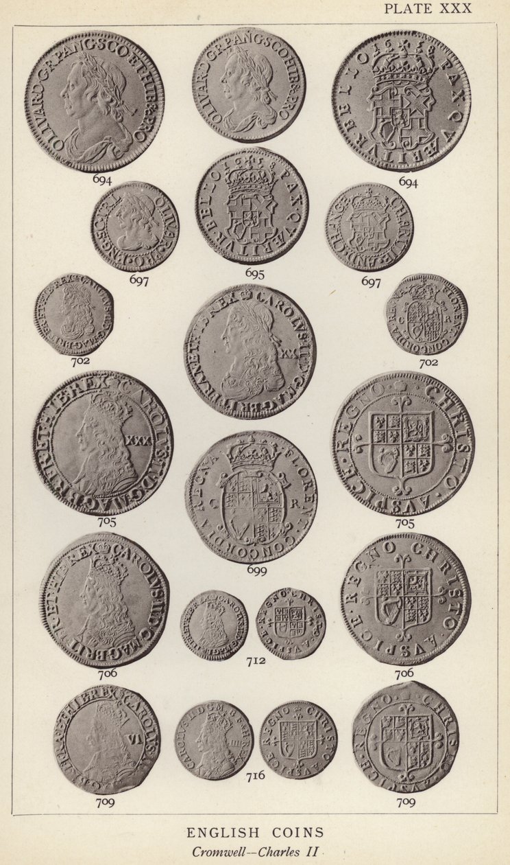 Monedas inglesas, Cromwell, Carlos II de English Photographer