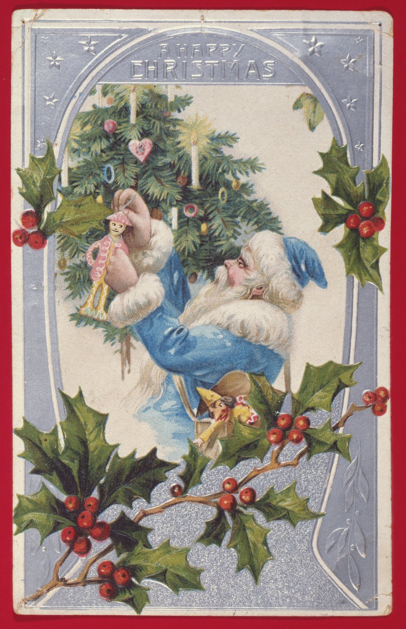 "Feliz Navidad", tarjeta victoriana (cromolito) de English School