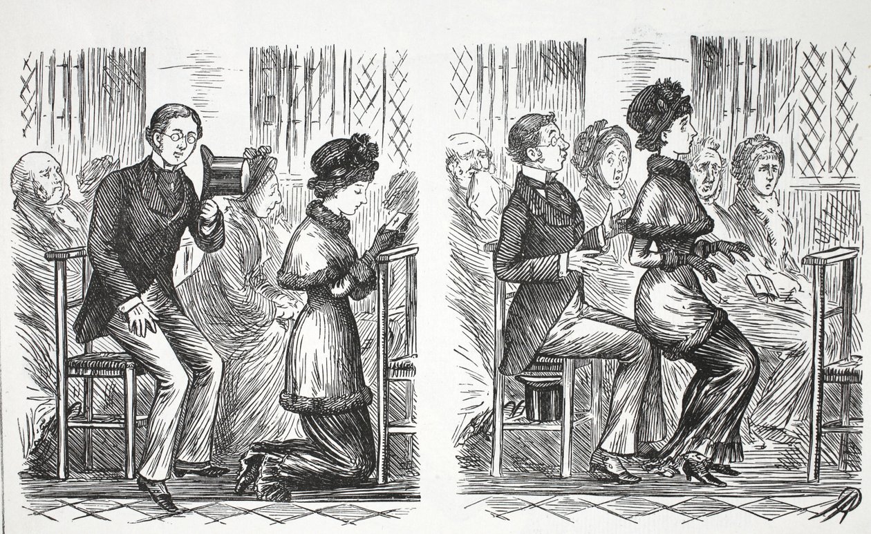 Modales en la Iglesia, ilustración de Punch de English School