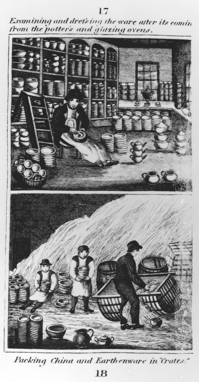 Examinando y arreglando la vajilla, 1827 de English School