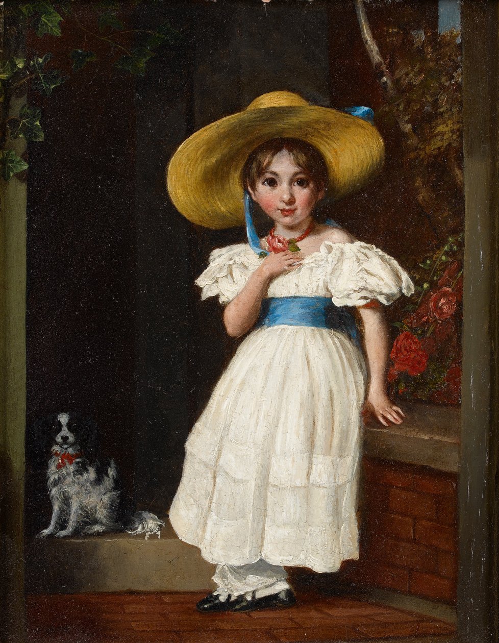Niña con sombrero de paja, c.1840 de English School