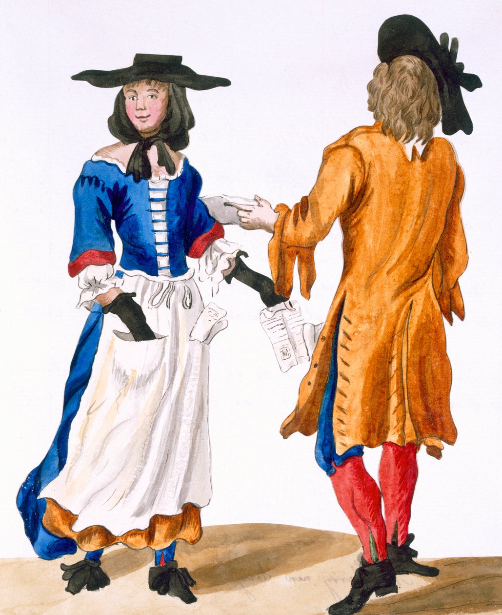 Hábitos de los cantantes de baladas, c.1675 de English School
