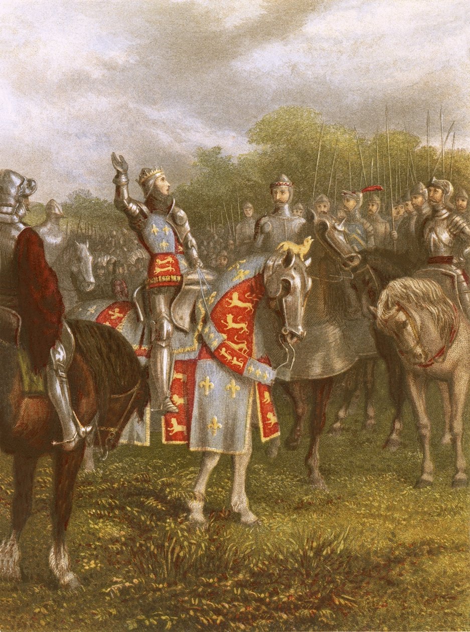 El rey Enrique V en Agincourt de English School