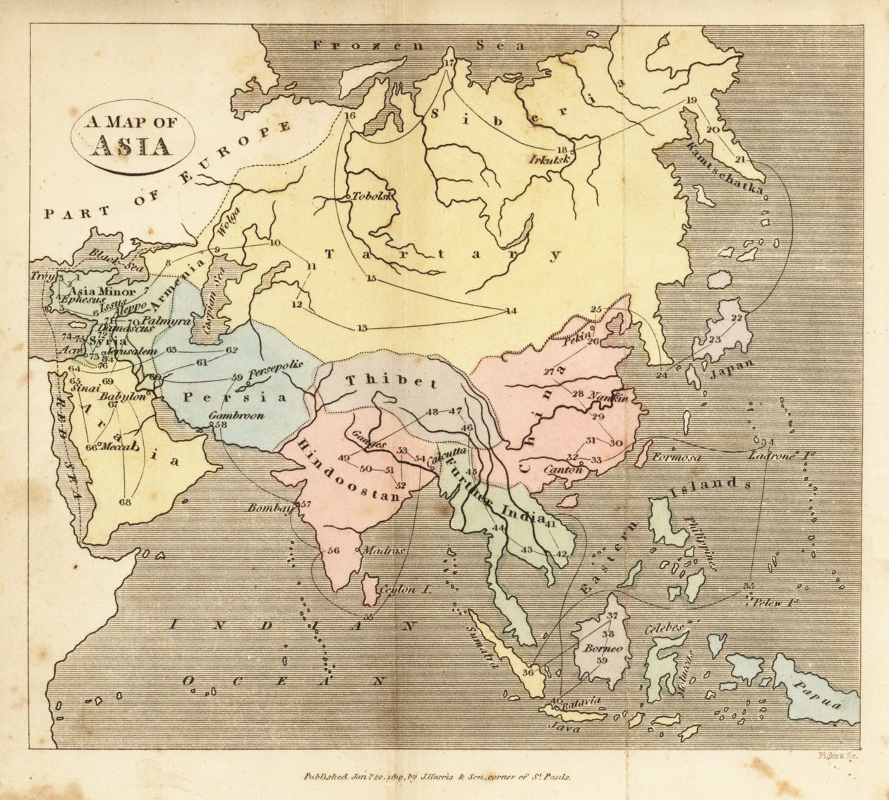Mapa de Asia, principios del siglo XIX de English School