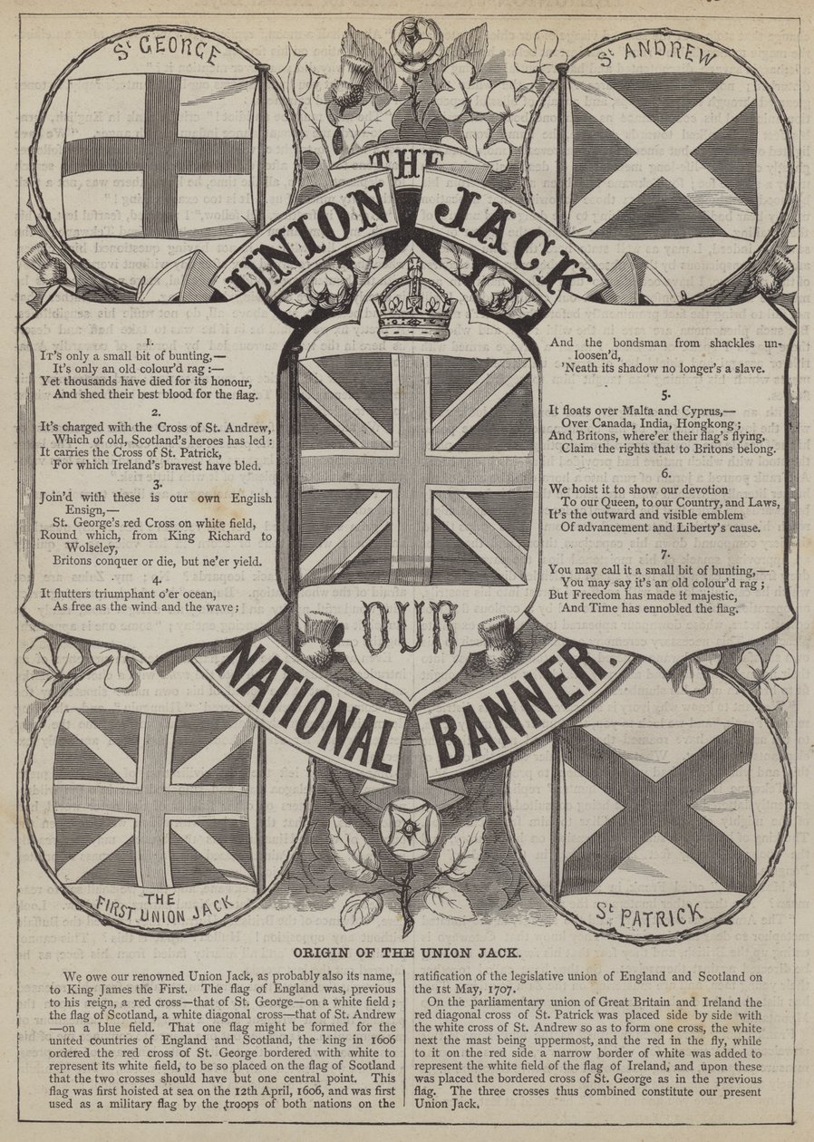 Origen de la Union Jack (grabado) de English School