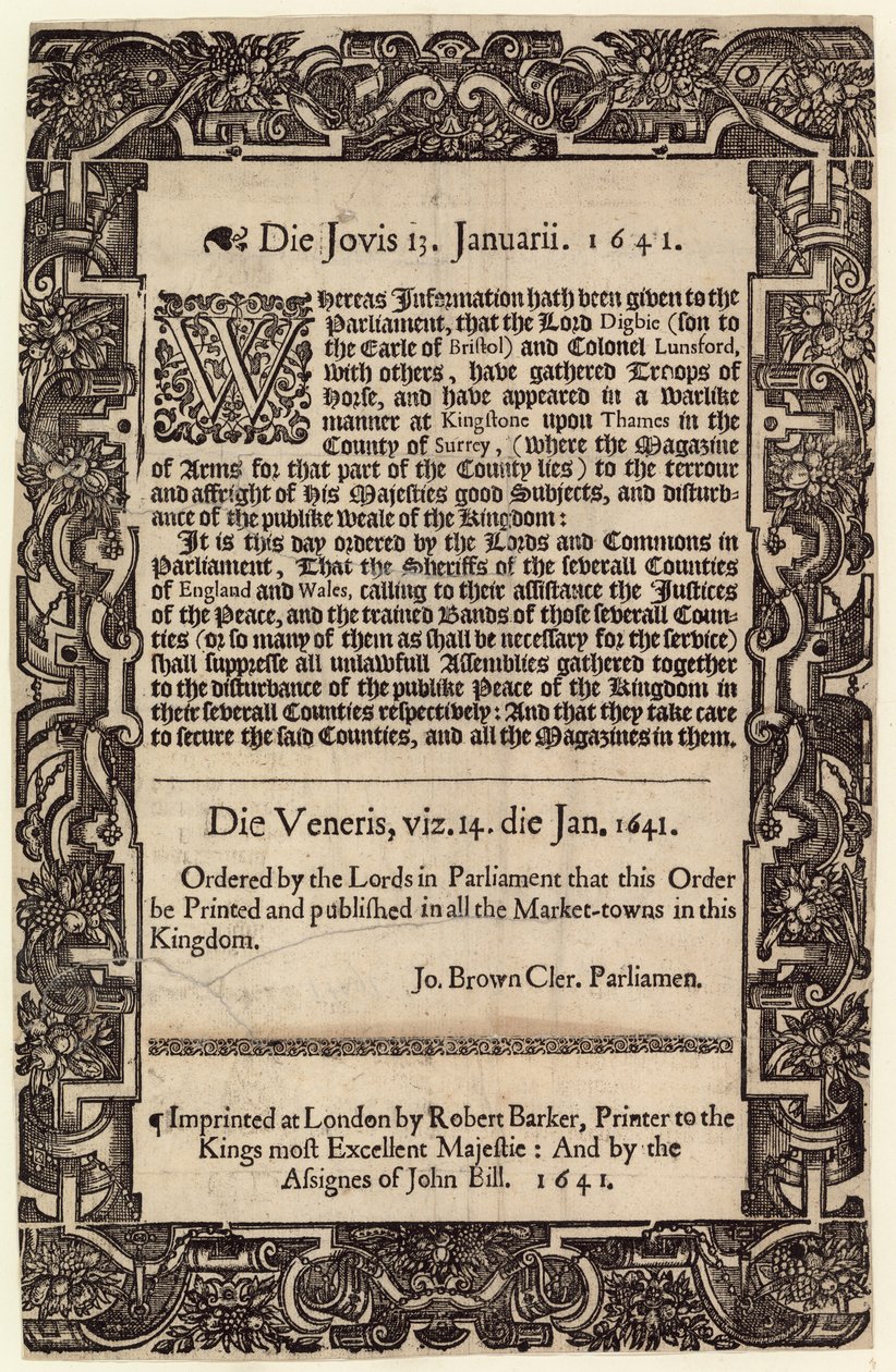 Orden Parlamentaria, 14 de enero de 1641 de English School