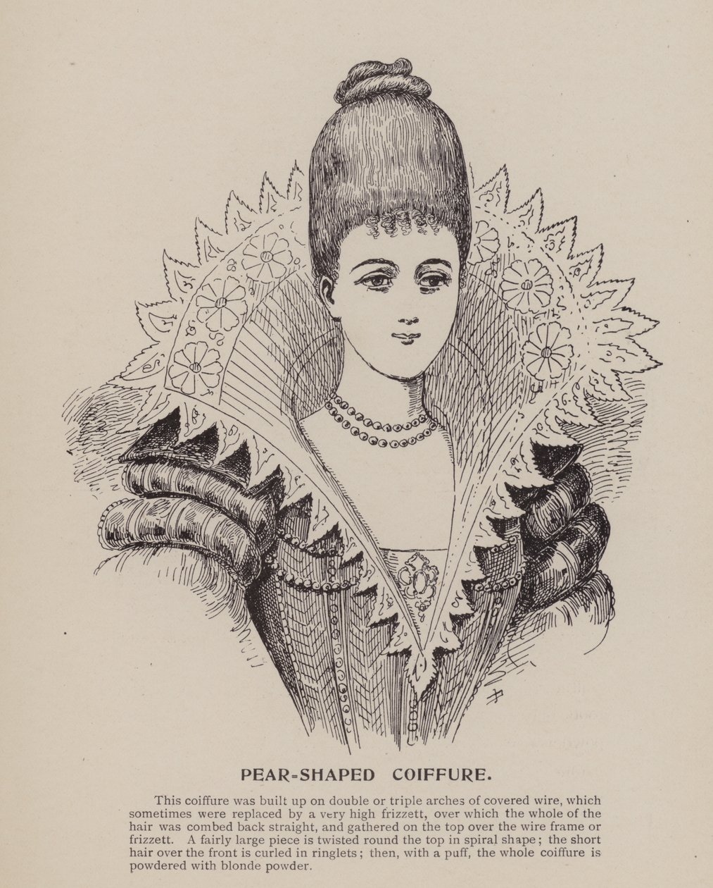 Coiffure en forma de pera (grabado) de English School