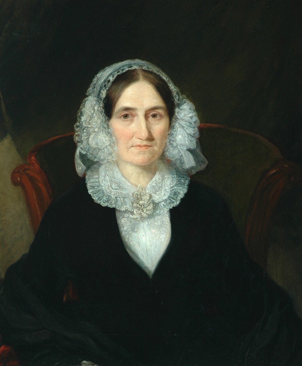 Retrato de dama con tocado de encaje de English School