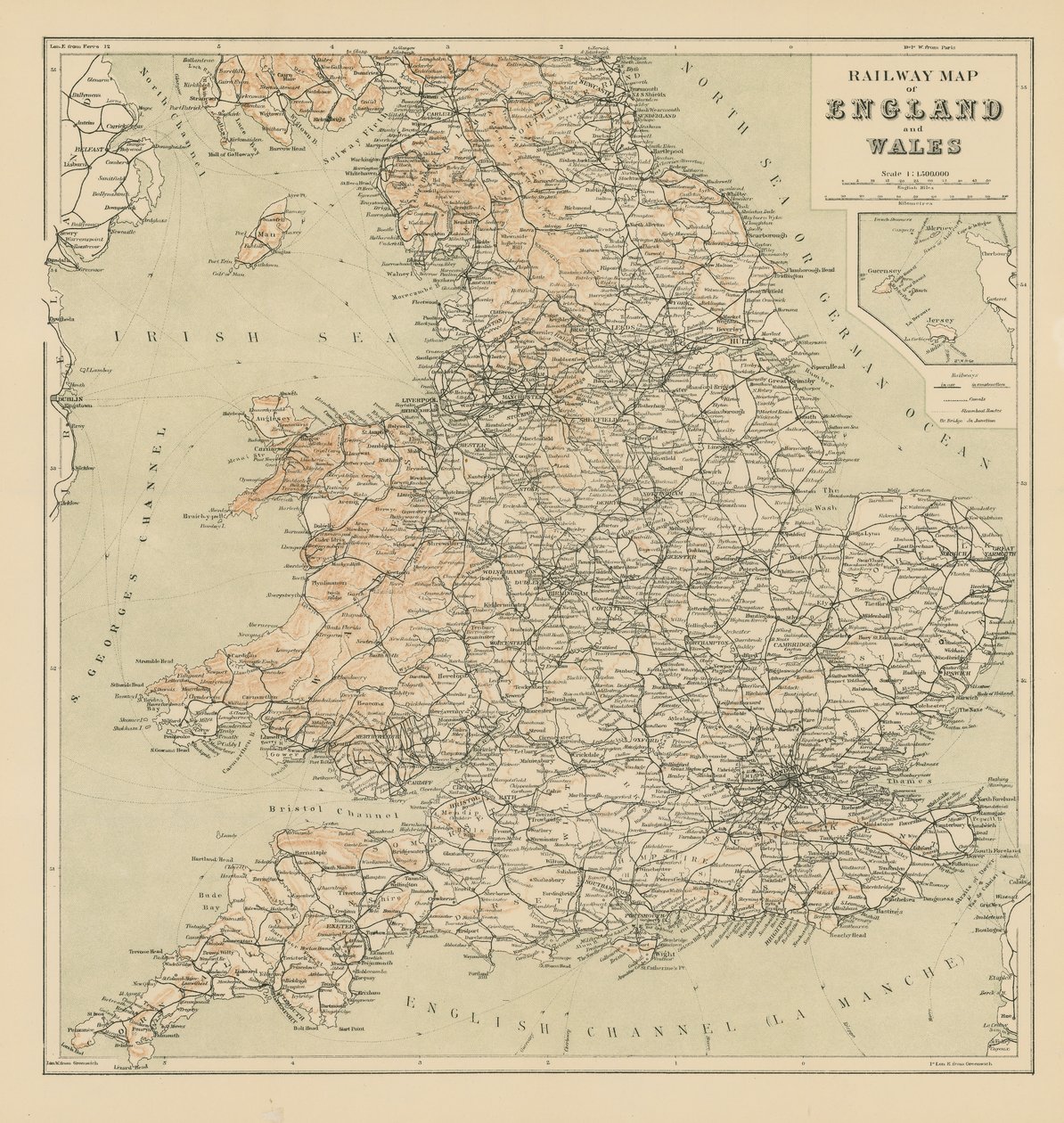 Mapa ferroviario de Inglaterra y Gales de English School