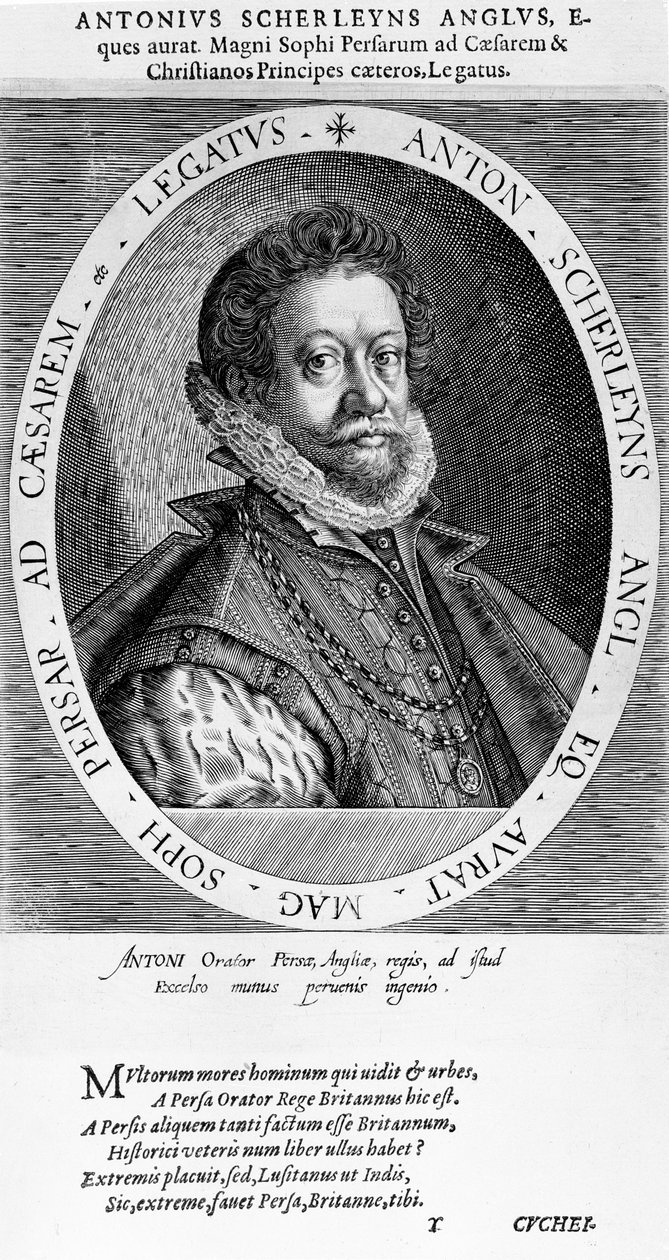 Sir Anthony Sherley (grabado) de English School