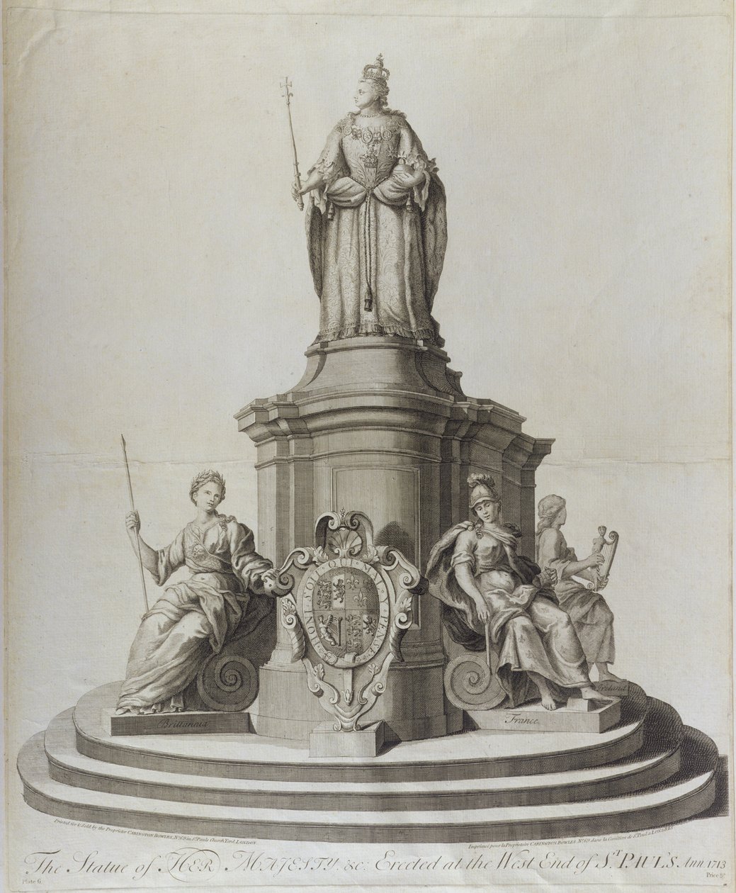 Estatua de la Reina Ana (1665-1714), publicada en 1713 de English School