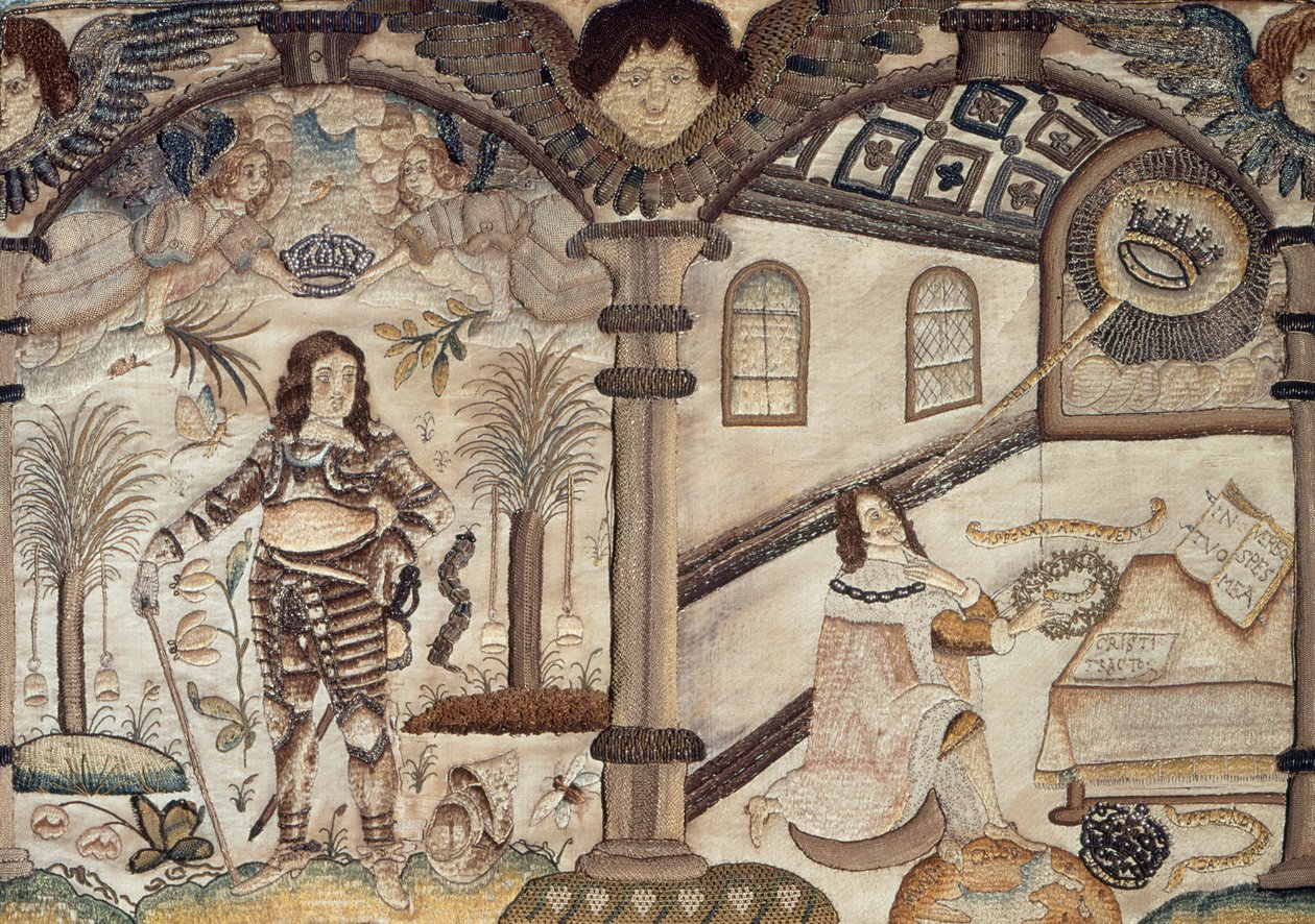 Bordado en relieve que representa a Carlos I de English School