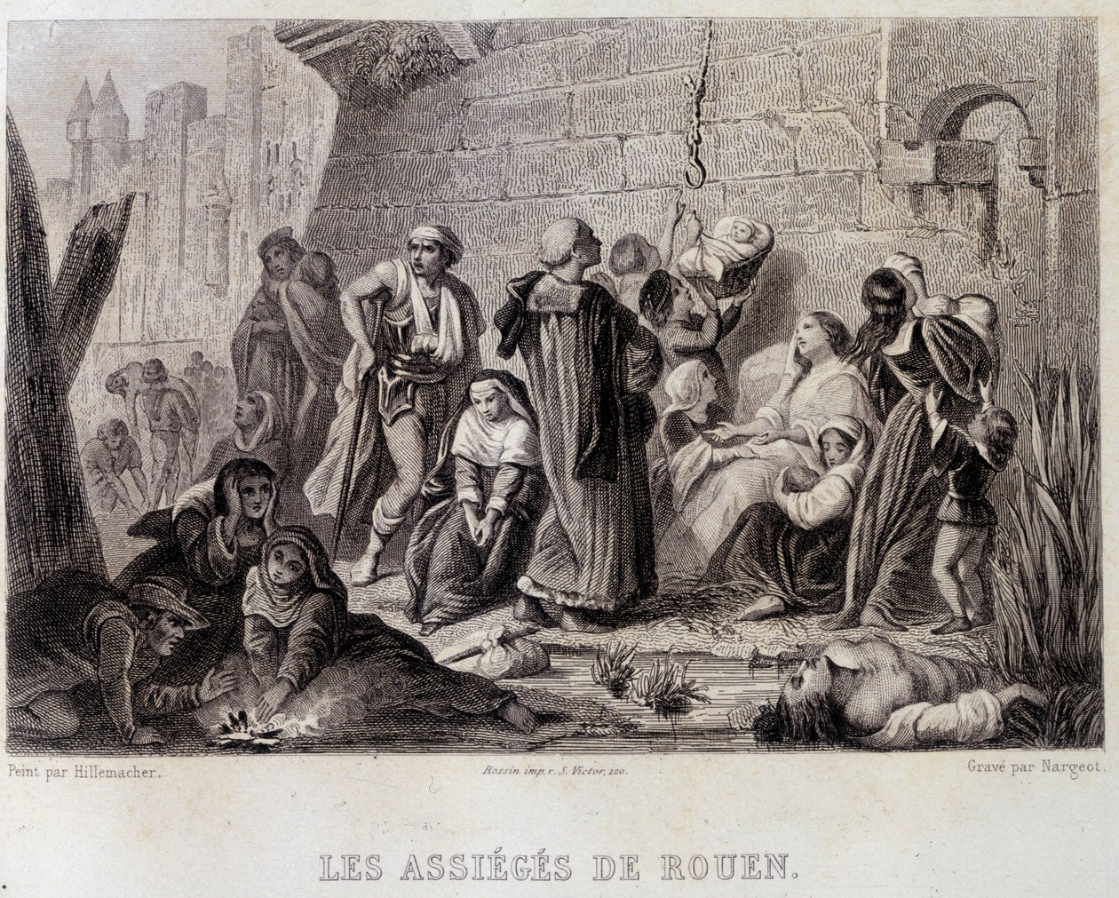 Los sitiados de Rouen (grabado) de English School