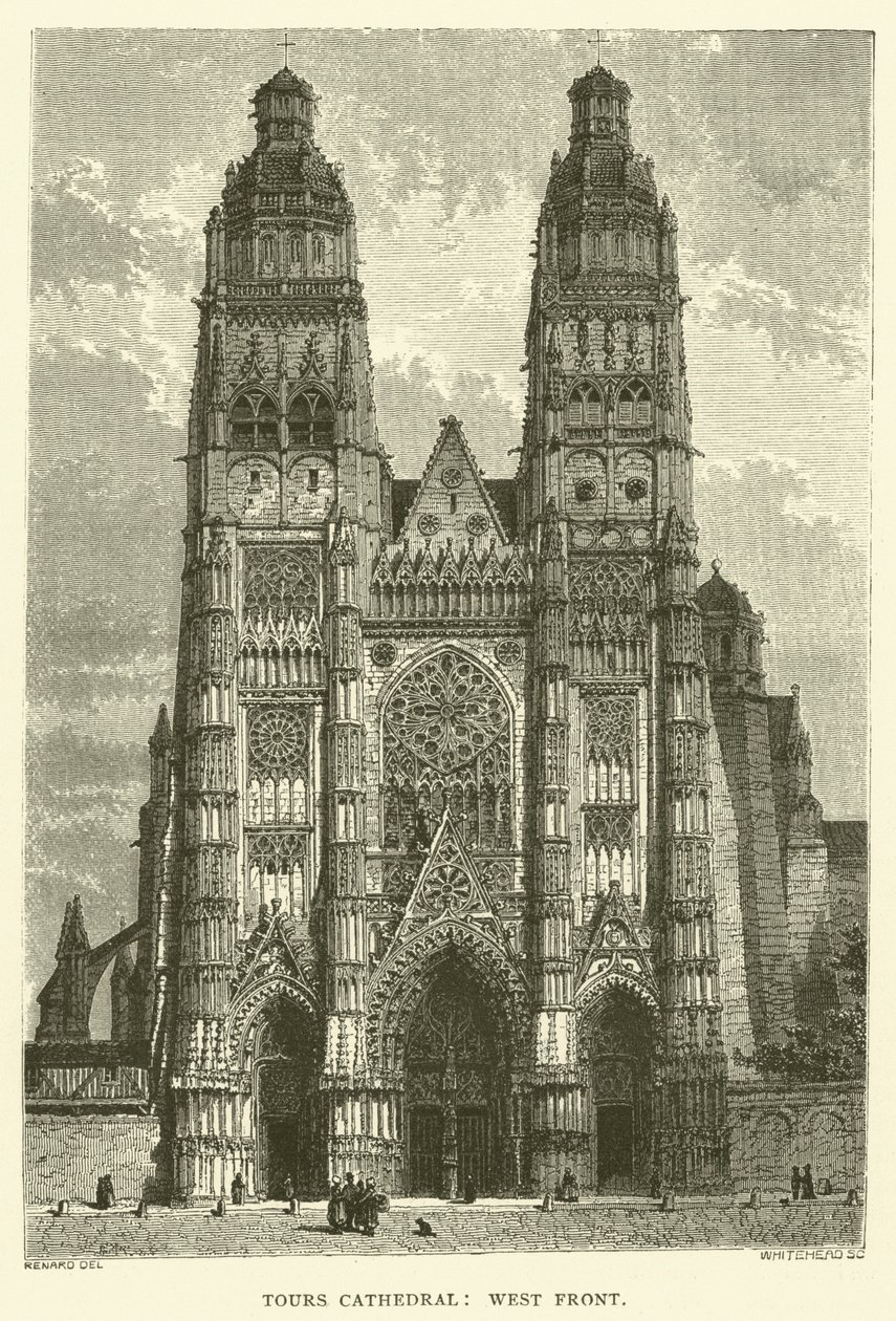 Catedral de Tours, fachada oeste (grabado) de English School