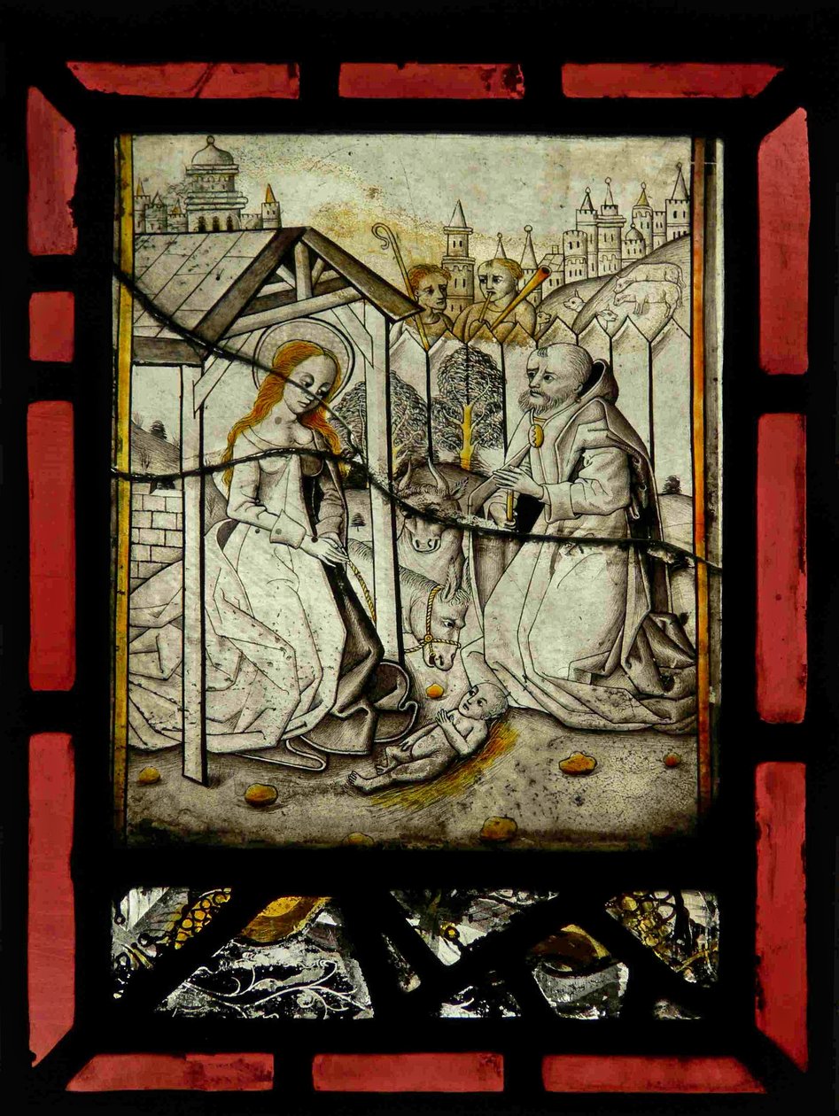 Ventana que representa la Natividad de English School