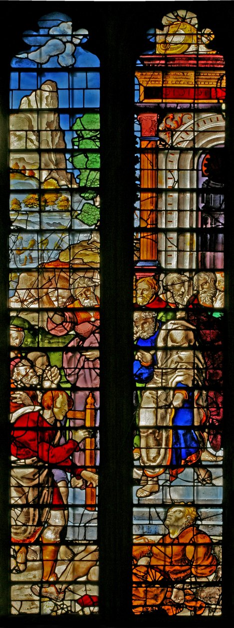 Ventana w21 que representa la Muerte de Ananías de English School