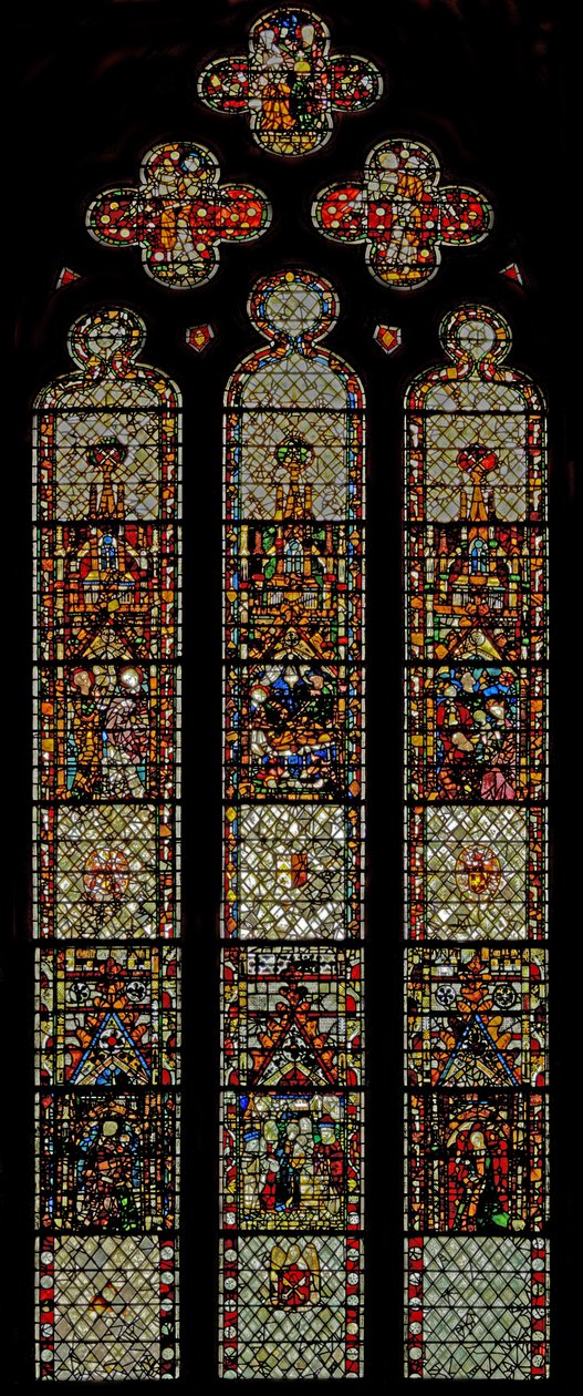 Ventana w37 que representa la Infancia de Cristo de English School
