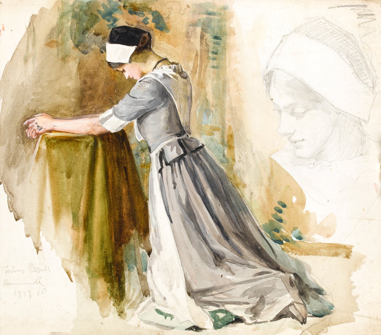Mujer en oración, c.1917 de English School