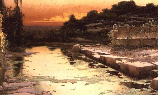 Ruinas inundadas al atardecer de Enrique Serra