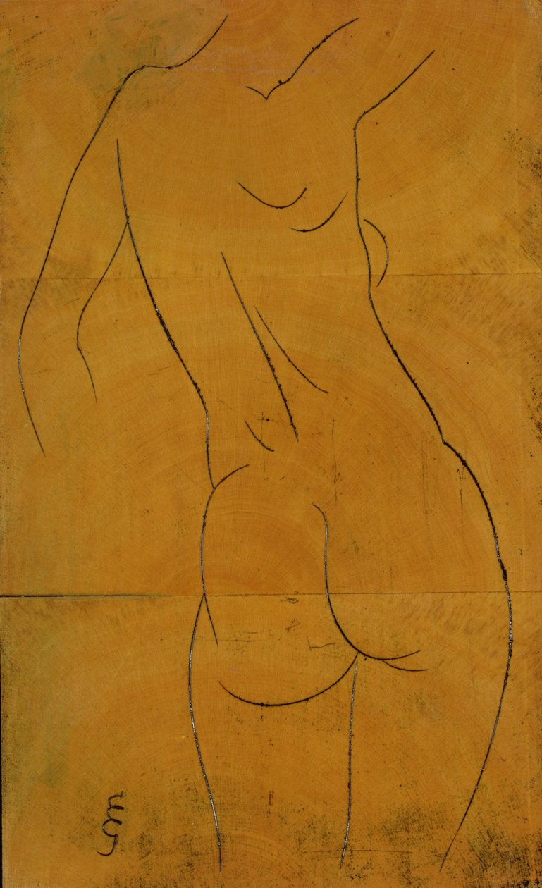 Desnudo femenino, vista trasera (xilografía) de Eric Gill