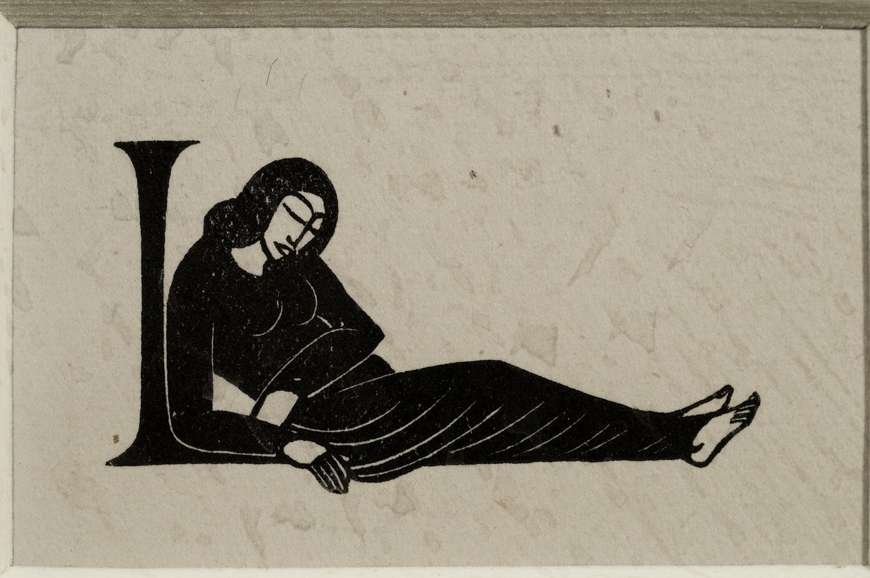 Inicial L con Mujer de Eric Gill