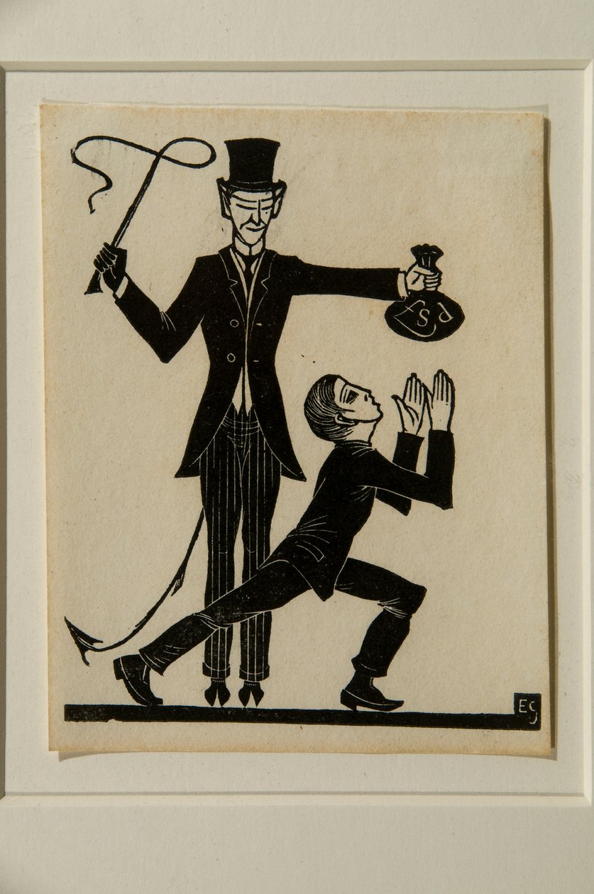 El mono y el látigo (xilografía) de Eric Gill