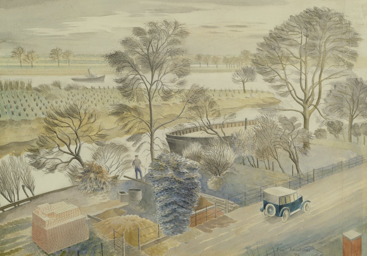 El río Támesis en Hammersmith de Eric Ravilious
