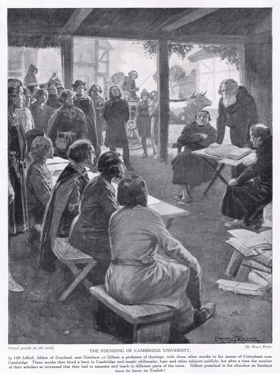 La fundación de la Universidad de Cambridge AD1109, años 1920 de Ernest Prater