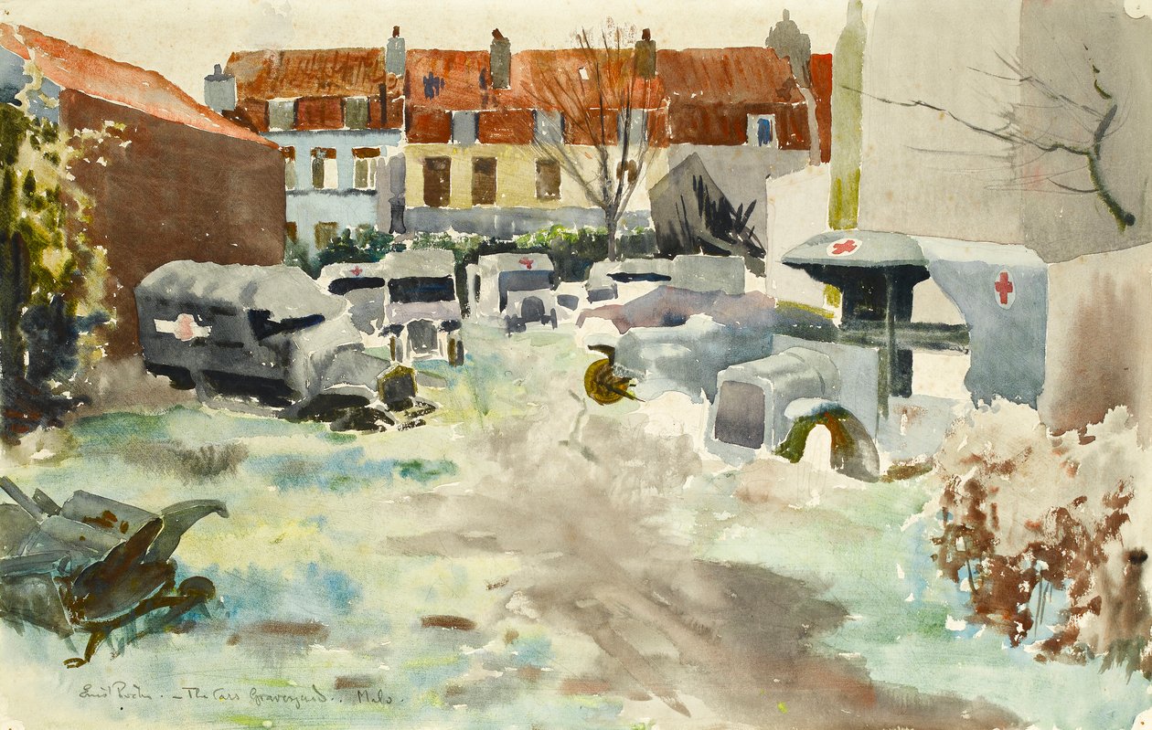 El cementerio de coches, Malo, c.1919 de Ernest Procter
