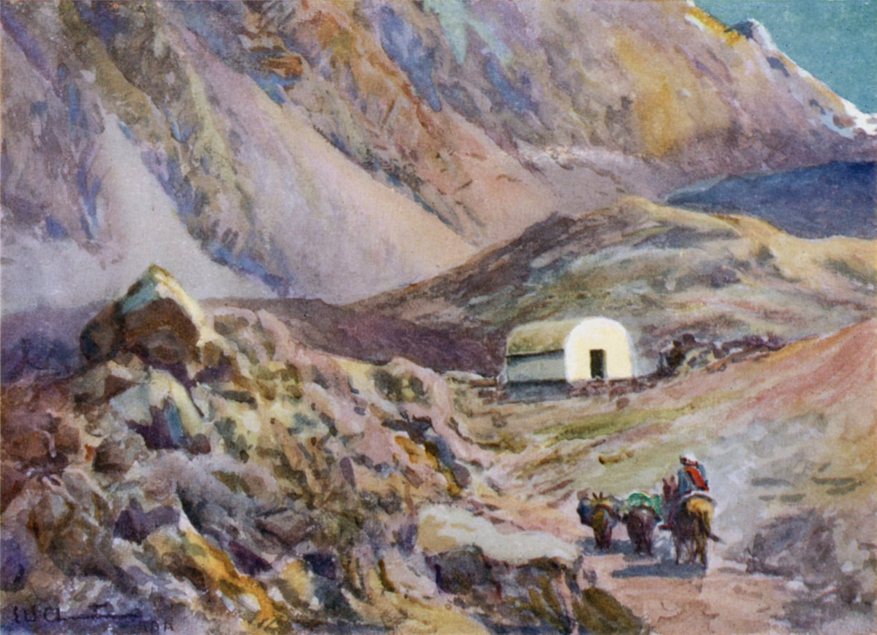 Vieja cabaña de refugio en los Andes de Ernest William Christmas