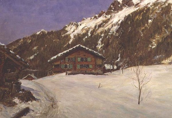 Chalet en la nieve de Ernest Albert Waterlow