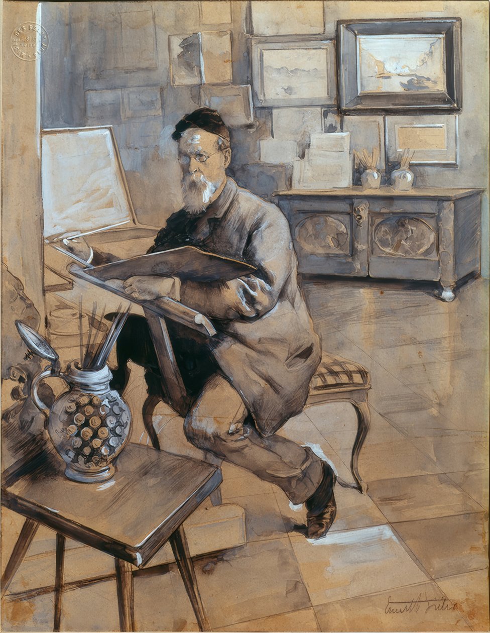 El pintor Bocion en su estudio de Ernest Bieler