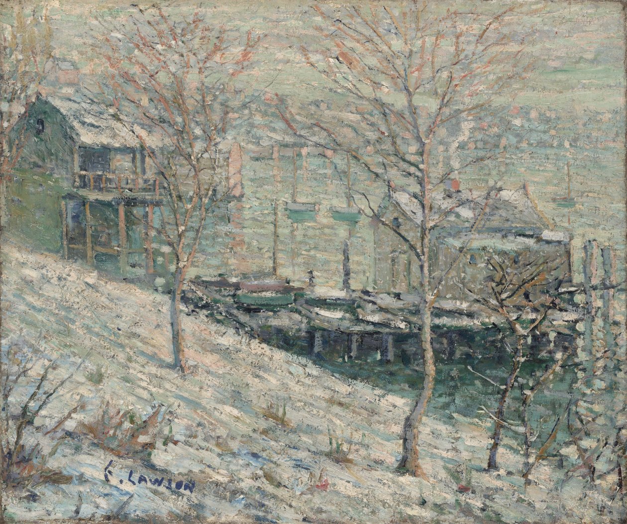 Escena de invierno en el río Harlem, c.1910 de Ernest Lawson